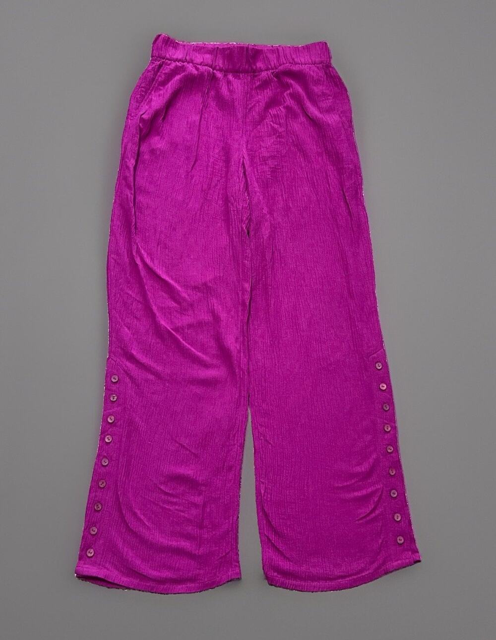 Soft Surroundings Gauzy Textured Wide Leg Pants Fiery Fuchsia Pink Womens M